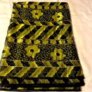 Chiffon black saree with gold design